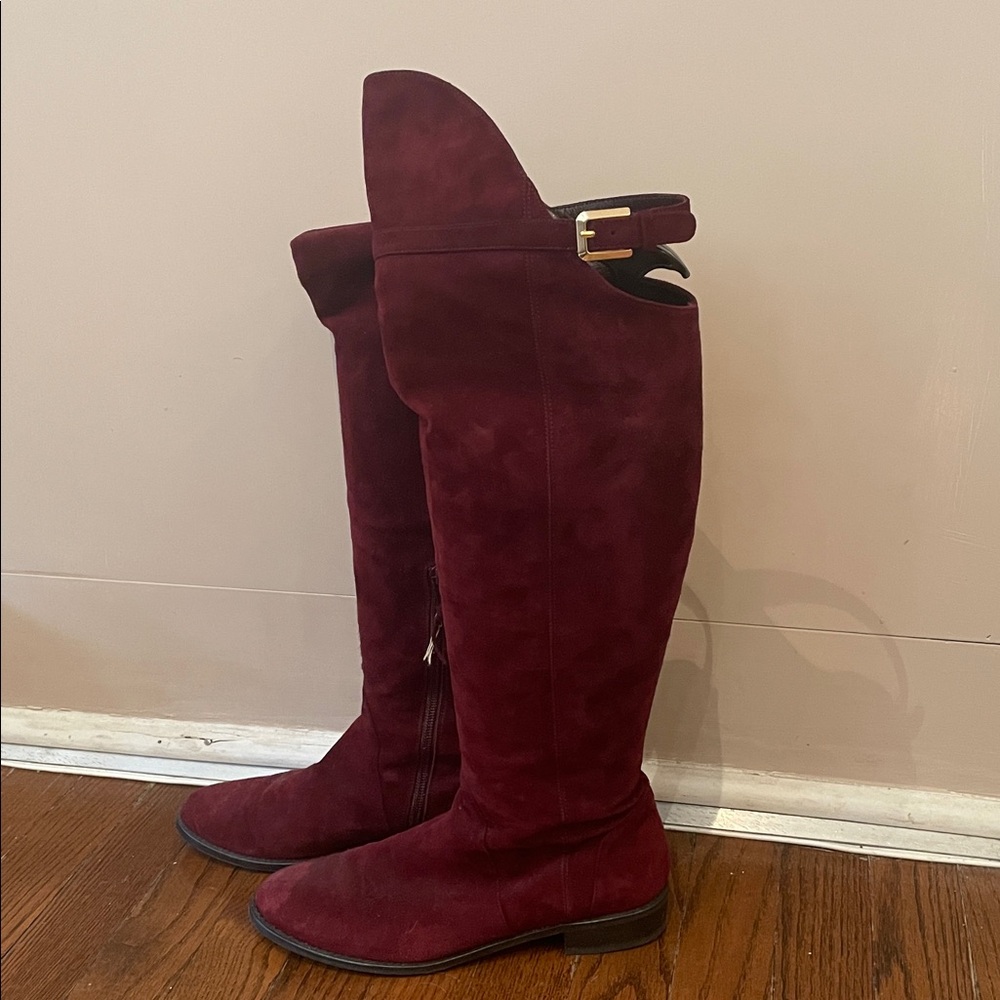 Stuart Weitzman Dark Red Leather Boots